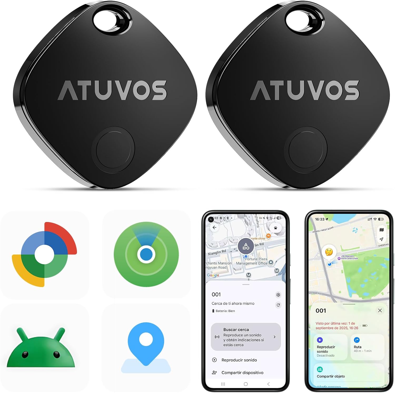Air Tag Pro Smart Tag Tracker para Android iOS Dual Sistema Buscador de Objetos Compatible con Google Localizador o Apple Buscar APP para LlavesEquipajeMaleta.Bateria Reem