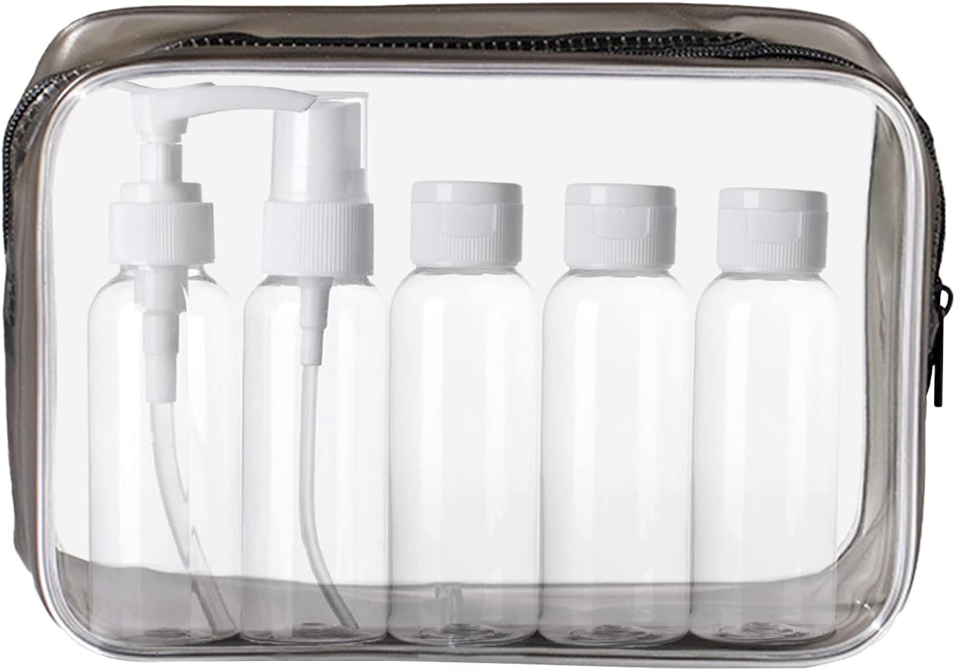Botes Viaje rellenables 100ml Kit Viaje Avion Botes para Liquidos Kit Viaje Prueba de Fugas Botellas de Viaje con Neceser Transparente para Champu Locion Cosmetica